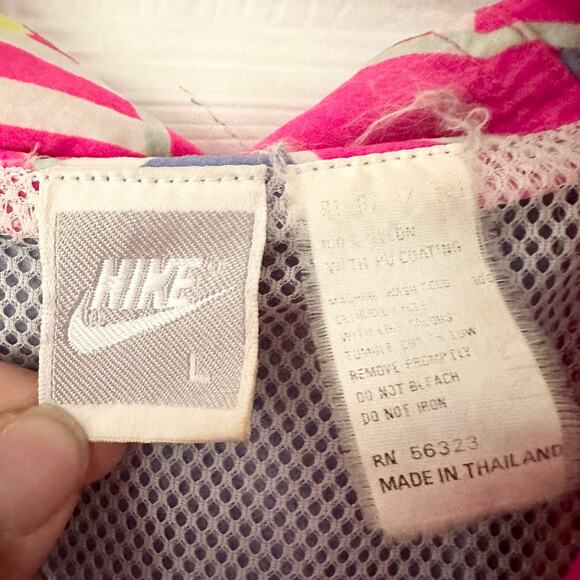 Nike Vintage 90s Hot Pink Purple Stripe Packable Fannypack Windbreaker Jacket L - Picture 11 of 13
